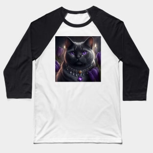 Black British Shorthair Cat With Tulips Baseball T-Shirt